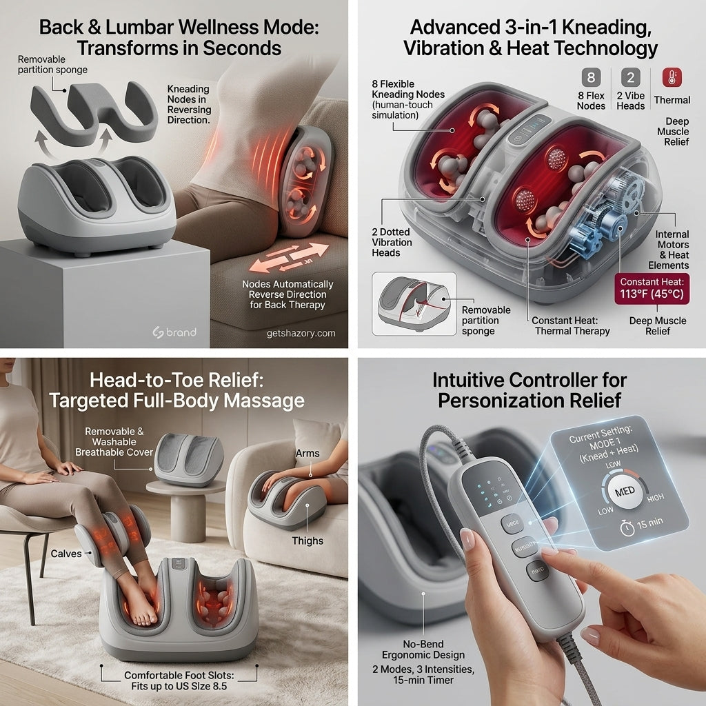 Shazory foot massager top view of slots