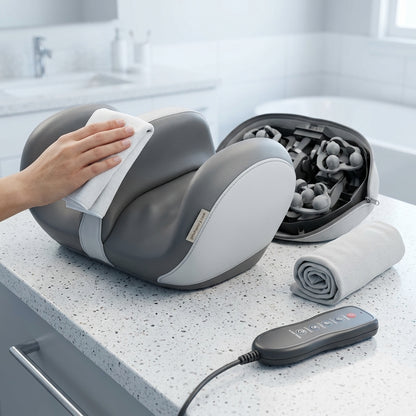 Shazory foot massager use on calves view