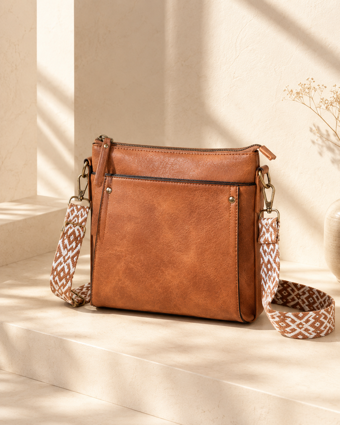 Shazory Multi-Pocket Vegan Leather Crossbody Bag, available at getshazory.com