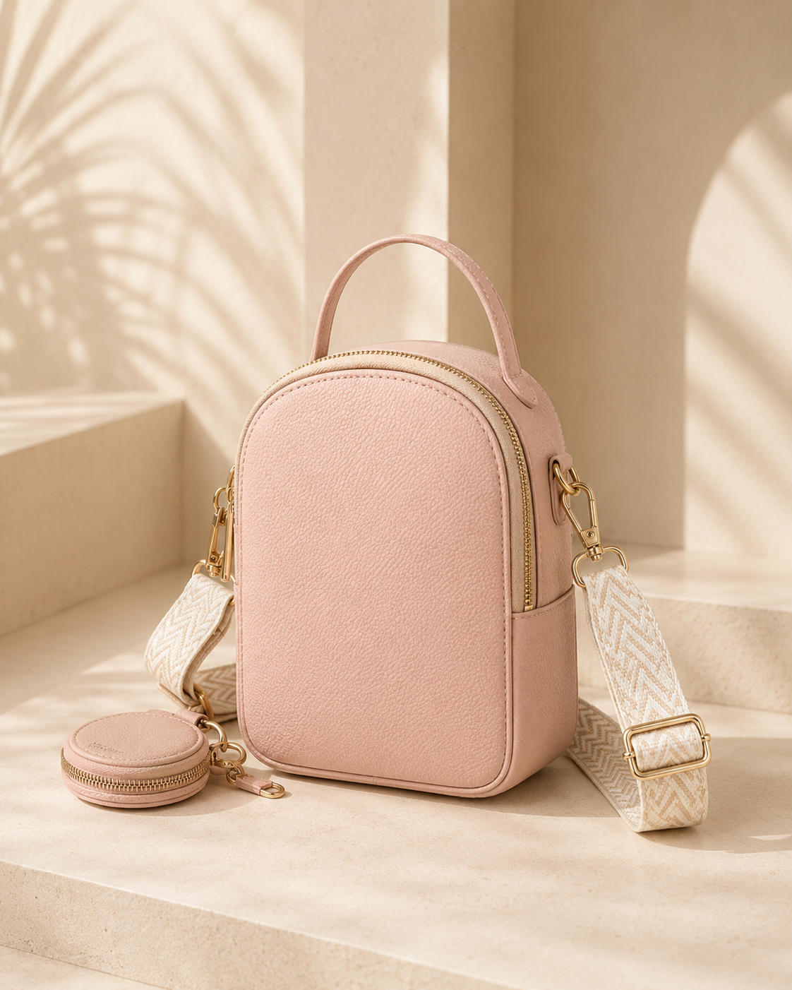 Shazory Triple-Zip Vegan Leather Crossbody Bag, available at getshazory.com