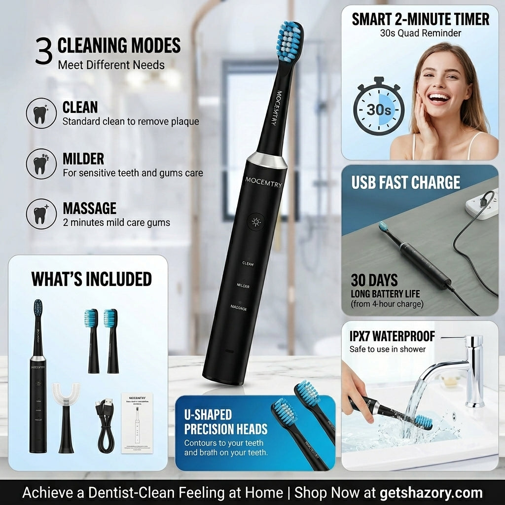 Shazory sonic toothbrush package contents