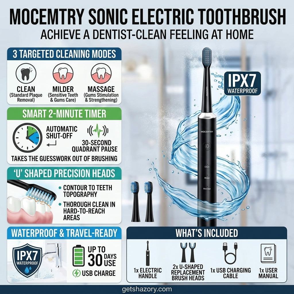 Shazory sonic toothbrush in use lifestyle photo