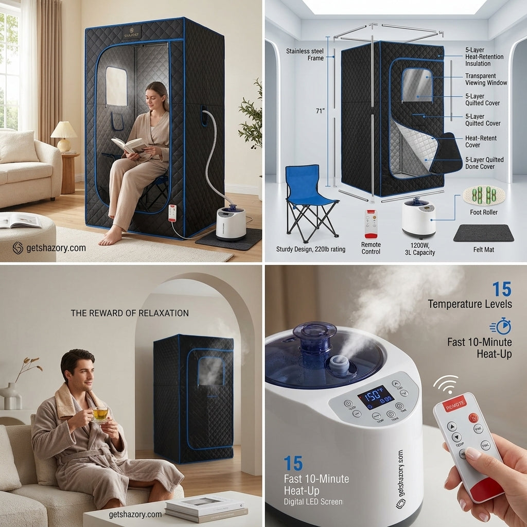 Shazory portable steam sauna tent setup view