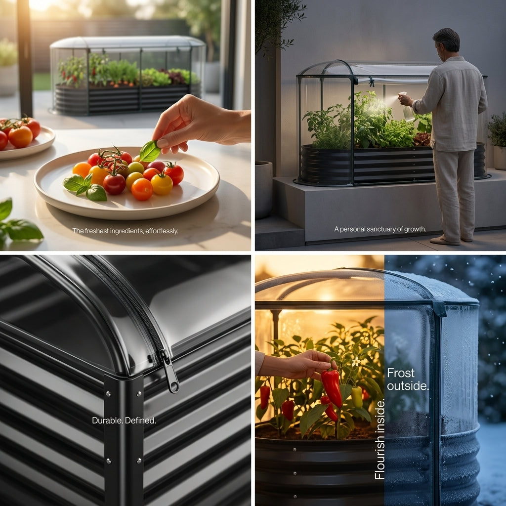 Shazory raised garden bed door zipper feature