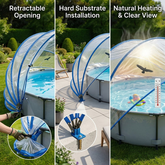 Shazory retractable pool cover dome side view