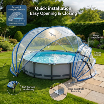 Shazory pool cover dome track and frame detail