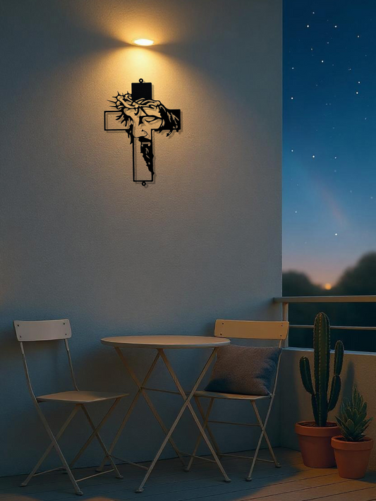 Shazory rustic metal cross wall art front view