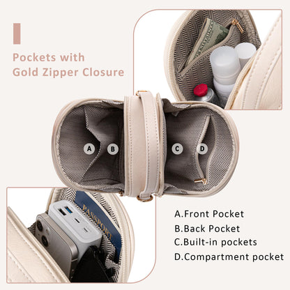 Shazory triple-zip crossbody bag interior compartments