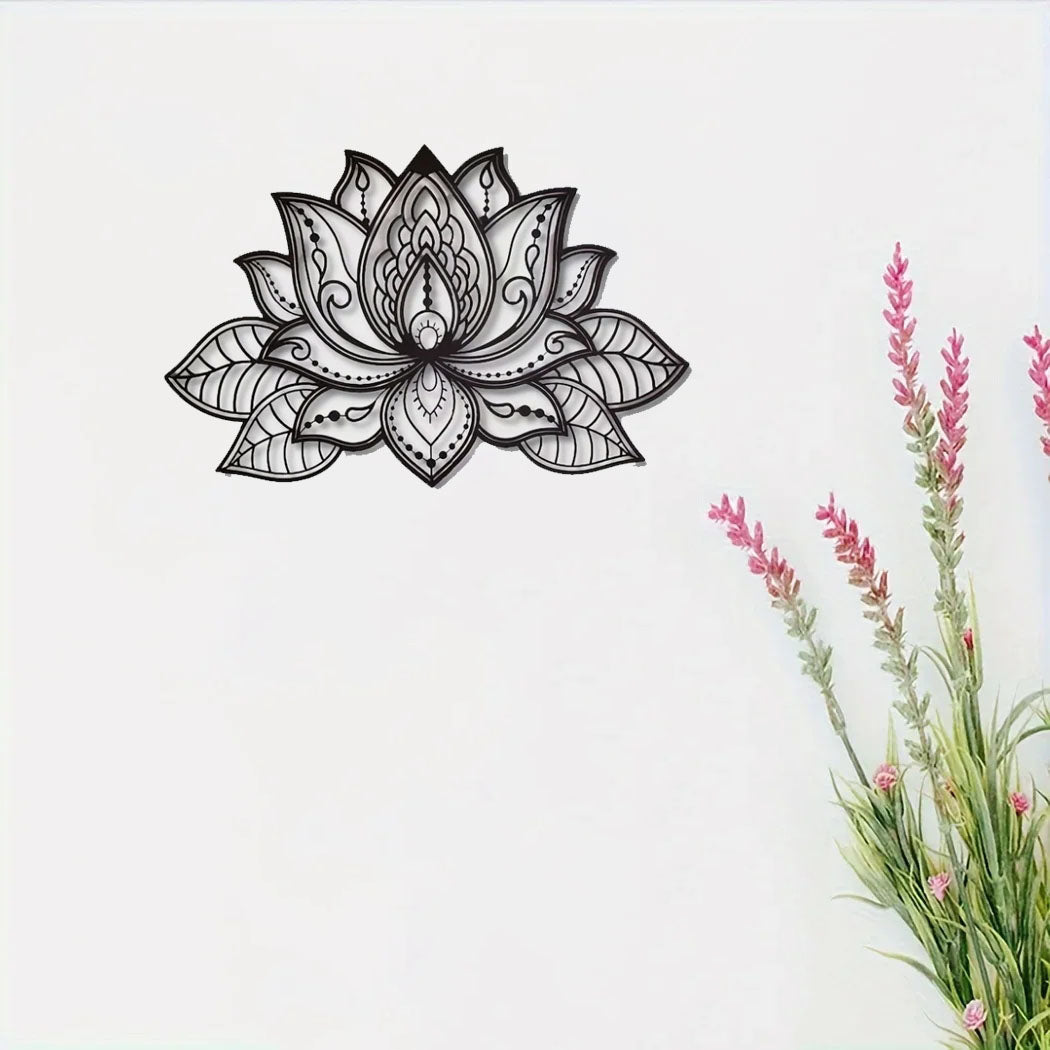 Shazory lotus mandala wall art styled in bedroom