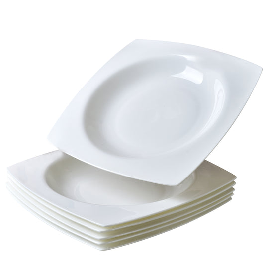 Shazory square white ceramic plates stacked view